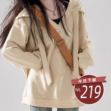 【台灣發貨】韓版寬鬆慵懶風連帽長袖上衣 長袖上衣 長袖t恤 衣服 女裝 上衣【W549】