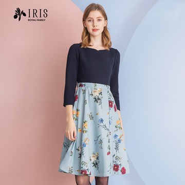 【Iris Girls 艾莉詩】文藝花卉桃心領連衣裙-三色(26669)