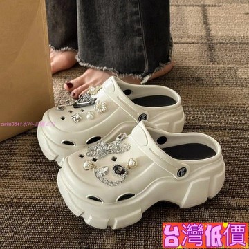 悅裳💎台灣免運💎洞洞女款夏季外穿2025甜酷新款厚底增高網紅防滑包頭松糕鞋