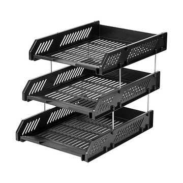 得力deLi 鐵支公文架 E9209 桌面文件整理架  黑色  3層