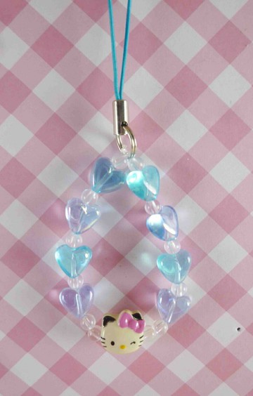 【震撼精品百貨】Hello Kitty 凱蒂貓 KITTY手機提帶-藍愛心 震撼日式精品百貨
