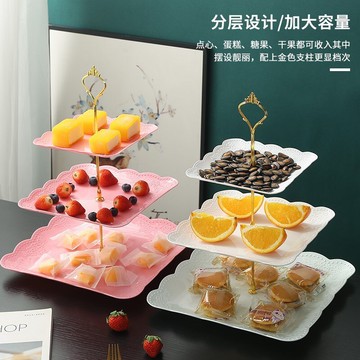 多層的水果盤春節糖盒家用干果盒客廳新年甜品點心盤北歐風零食盒
