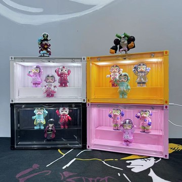 【現貨】貨櫃展示盒 工業風 帶燈展示盒 公仔展示盒 公仔收納盒 MOLLY 泡泡瑪特展示盒 盒玩扭蛋 盲盒收納 公仔盒