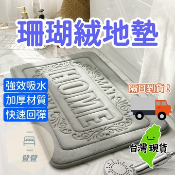 【台灣現貨】珊瑚絨地墊 地毯 踏巾 浴室 吸水防滑地墊 地墊 吸水墊 墊子 浴室墊 臥室墊 防滑 抓地 浴室 置物