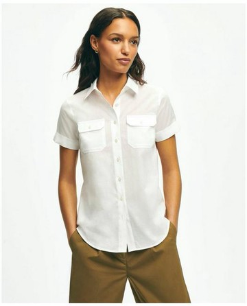 Brooks Brothers Women's Classic Utility Shirt In Cotton | White | Size 0