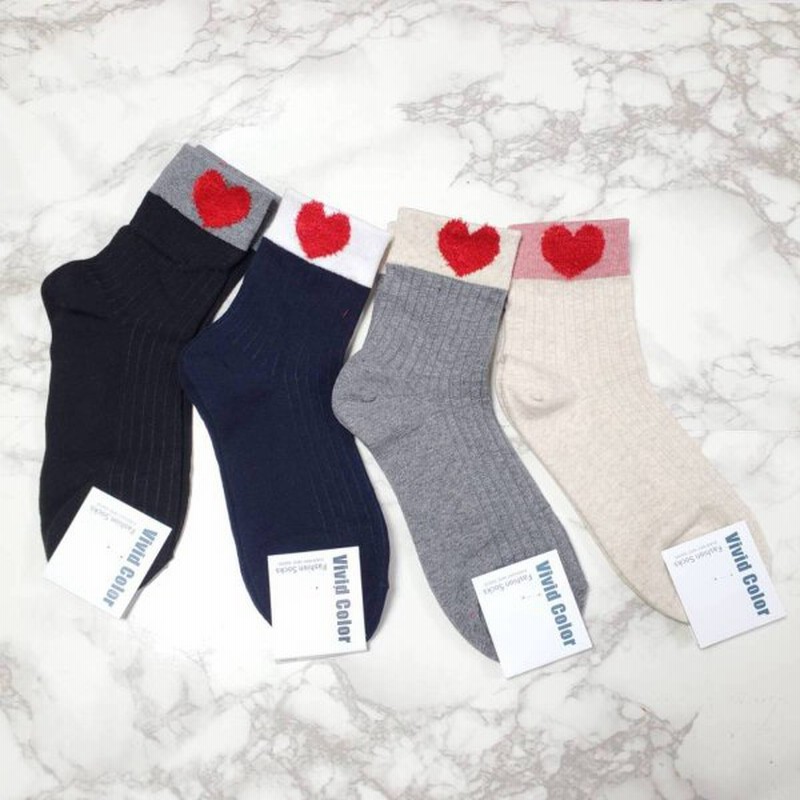 ハート もこもこ かわいい靴下 クルーソックス コンビカラーソックス おしゃれ靴下 韓国靴下 人気靴下 靴下ランキング レディース レディース靴下 通販 Lineポイント最大0 5 Get Lineショッピング