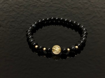 天然鈦晶手鍊 彩虹黑曜岩手鍊 送禮 水晶 招財 開運 水晶手鍊