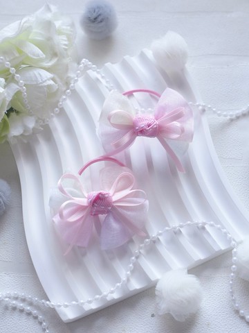 漸變色蝴蝶結髮圈 兒童髮飾  髮夾 一對庄 1 pair