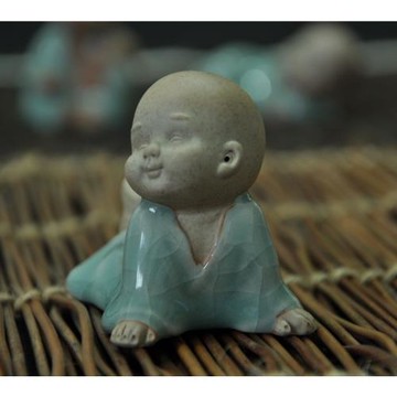 紫砂茶寵擺件茶道配件 整套汝窯哥窯開片可養變色茶玩小和尚 特價