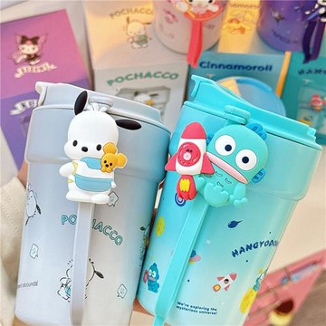 三麗鷗正版丑魚帕恰狗玉桂狗直飲公仔保溫咖啡杯隨手推蓋式316杯