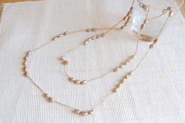 金色巴洛克珍珠鉤針編織項鍊