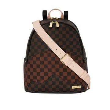 SPRAYGROUND 拚色棋盤格後背包 咖色 G512265