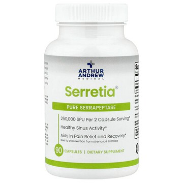 Arthur Andrew Medical, Serretia®，全舍雷肽酶，90 粒膠囊（每粒膠囊 125,000 SPU）