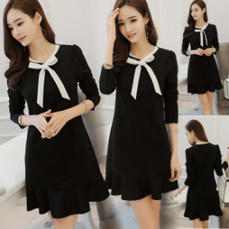 学園風 ワンピース 長袖 ショート丈 Aライン レディース リボンワンピース 春物 長袖 レディース 送料無料 通販 Lineポイント最大1 0 Get Lineショッピング