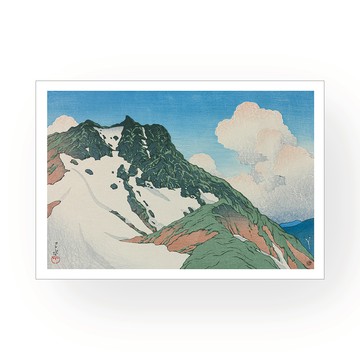 川瀬巴水 Kawase Hasui｜白馬山眺望朝日岳 - 黑胡桃色鋁框-大尺寸