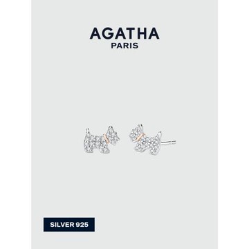 AGATHA/璦嘉莎法蘭西小狗耳釘高級法式簡約耳環輕奢圣誕禮物