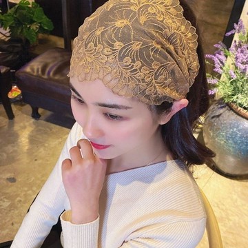 【七號】蕾絲髮帶網紅薄款網紗透氣束髮帶遮白髮洗臉頭飾免運