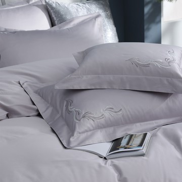 雙人 / 500織歐洛克麗刺繡匹馬棉薄被套床包組 / 蘊灰 / HOYA H Series