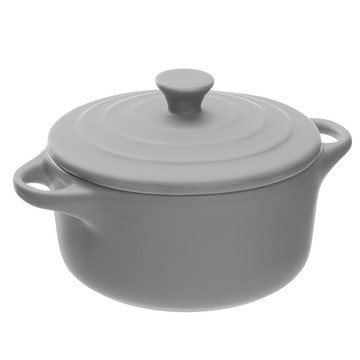 Premier 附蓋石陶烤杯 10cm  岩灰色  1個