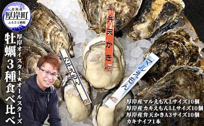 北海道 牡蠣 3種 食べ比べ セット 厚岸オイスター★オールスターズ 生食