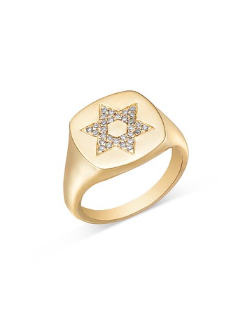 Bloomingdale's Fine Collection Men's Diamond Star of David Pinky Ring in 14K Yellow Gold, 0.15 ct. t. w.