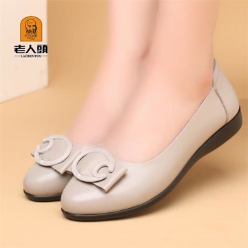 老人頭媽媽鞋子女士單鞋真皮軟皮軟底平底皮鞋中老年中年平跟女鞋