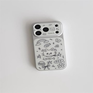 ✨iPhone手機殼✨卡通線條小貓適用iPhone17promax手機殼16/15PRO玻璃14全包大視窗