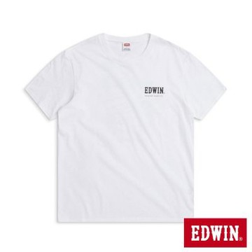 EDWIN 男裝 手繪風格基本短袖T恤-米白色