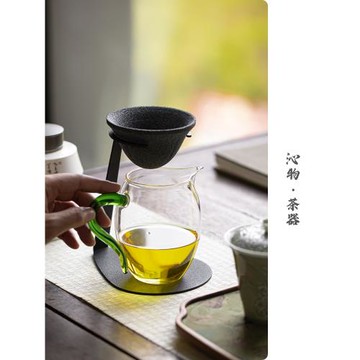 礦石無孔茶漏過濾器家用茶濾茶具配件茶濾茶漏一體公道杯泡茶神器