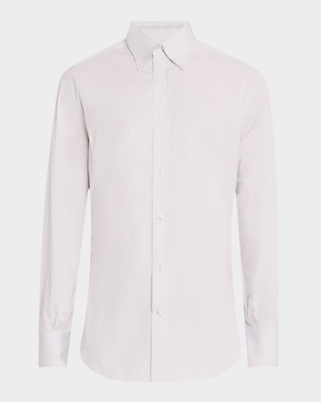 Men's Cotton Canvas Button-Collar Dress Shirt