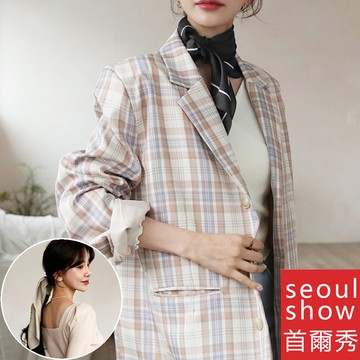 seoul show首爾秀 素面單線方領巾仿真蠶絲緞面頭巾雪紡絲巾