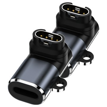 魔宙 Lightning / Type-C 轉 Garmin 手錶 通用款充電轉接頭  黑色  2個