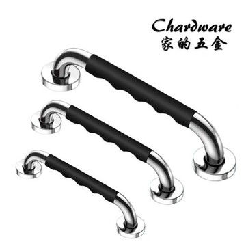 【家的五金】F0332-30 黑色止滑握把安全扶手30cm - 304不銹鋼(C型扶手.浴室扶手.無障礙空間.白鐵扶手.把手)