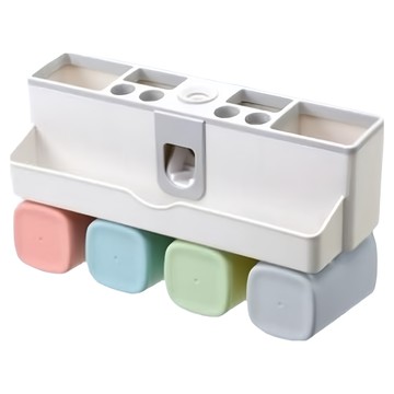 STAR CANDY 北歐多功能牙刷杯架 31.5 x 6 x 17cm  四口之家  1組  四口之家 白色 + 粉色 + 藍色 + 綠色 + 灰色