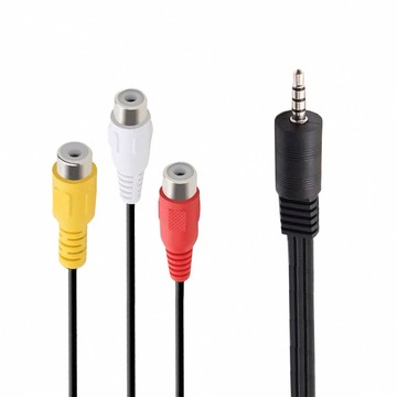 AV - 音源(公) 1分3 AV影音轉接線2.5mm轉RCA梅花母轉換延長線(1.5米)