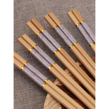 健康楠竹筷子家用5-10雙裝成人長防霉一人一筷防滑 家人竹木筷子