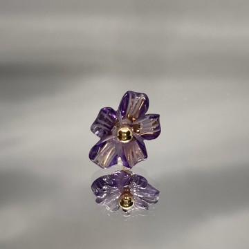 紫水晶花彫造型耳環 - 1