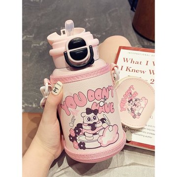 兒童保溫杯316帶杯套雙飲杯子高顏值女孩幼兒園上學專用吸管水杯