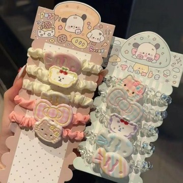 🌸臺灣出貨🎉公主甜心手鍊少女髮圈爆款小貓KT透明電話線圈可愛馬卡龍小魚發繩