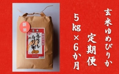 令和5年産！『100%自家生産玄米』善生さんの自慢の米 玄米ゆめぴりか５kg　６か月　（全６回）