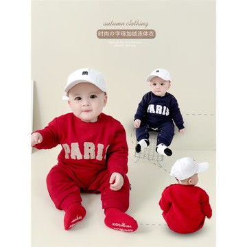 嬰兒童衣服寶寶加絨連體衣哈衣男女童爬服新生休閑韓版外出服秋冬