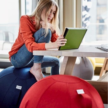 德國 VLUV 坐姿美學 機能瑜珈球椅 帆布 M - 海軍藍