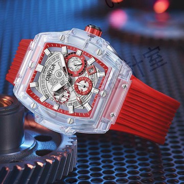 ONOLA 6811 新款 時尚潮流 透明殼 多功能 夜光 防水 男士手錶〔贈送禮盒〕【亞德機械五金家居】