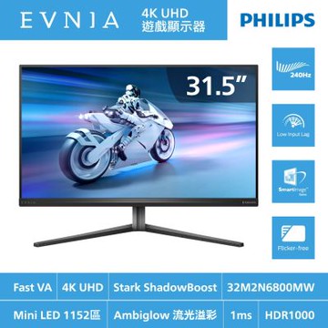 PHILIPS 32M2N6800MW 電競螢幕(32型/UHD/240HzVA/可升降旋轉/Mini-LED)
