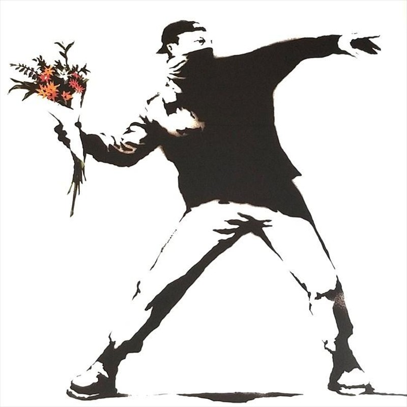 正規ライセンス バンクシー アートパネル アートフレーム 絵 花束を投げる男性 ポスター 作品 絵画 Banksy Molotov 平和イラスト  おしゃれ | LINEショッピング