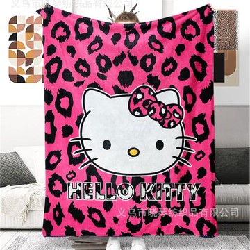 跨境kt貓毛毯卡通法蘭絨數碼印花蓋毯柔軟舒適的三麗鷗毛毯蓋毯