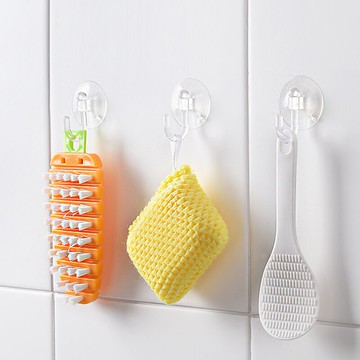 LEC吸盤3個裝掛鉤透明掛鉤免釘無痕廚房掛鉤浴室置物小掛鉤子