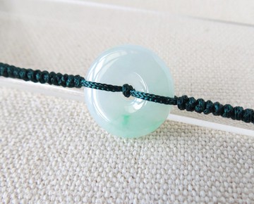 本命年【歲歲平安】平安扣翡翠絲光編織手鍊*SW37*招財開運