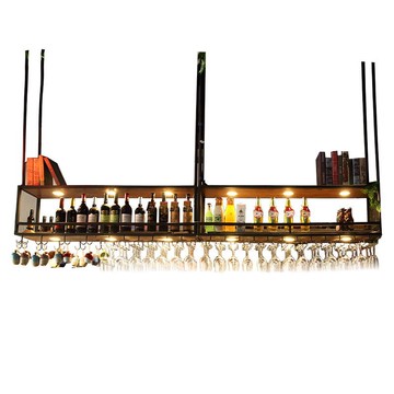 壁掛酒櫃 美式鐵藝實木倒掛酒杯架壁掛吊櫃吧台裝飾收納架紅酒架懸掛式吊架『XY34828』