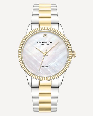 Kenneth Cole | Diamond Dial Water Resistant Two-Tone Stainless Steel Bracelet Watch in Tt Silver/Gold Yellow